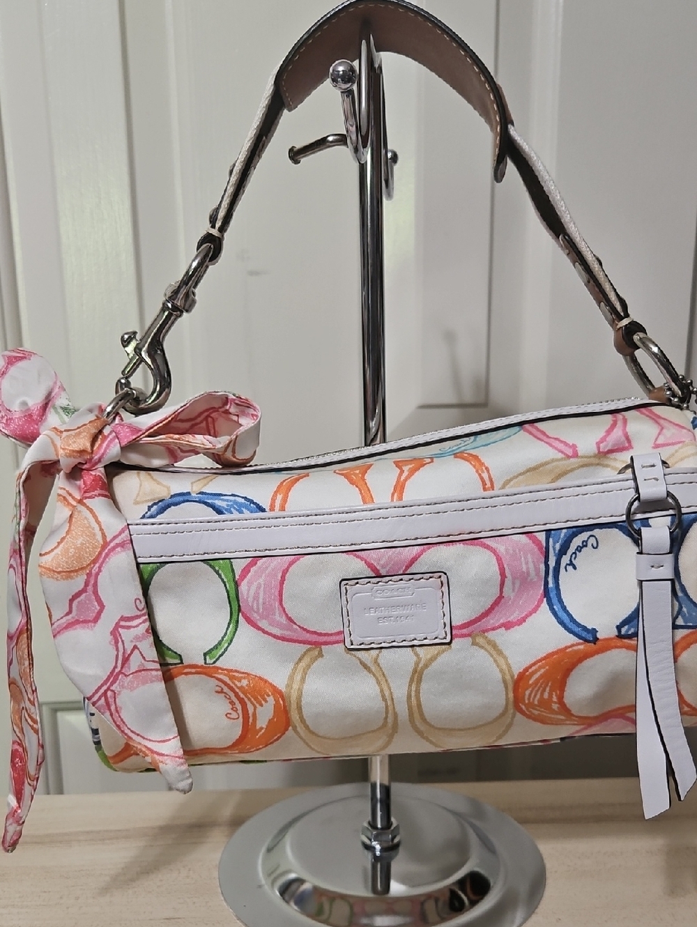 Coach NWOT Y2K Scribble  Multicolor Shoulder Bag with Coach Scarf